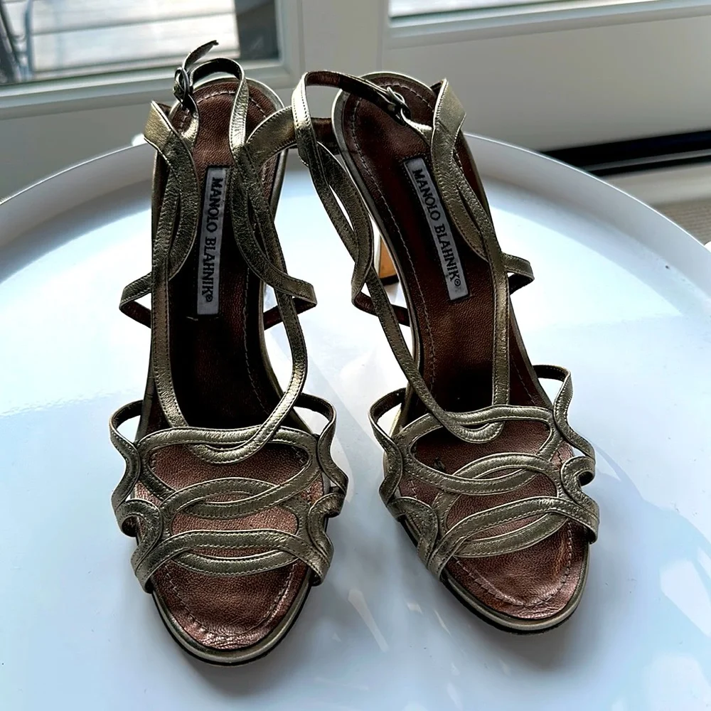 Manolo Blahnik Sandals - gold/platinum - Picture 1 of 4